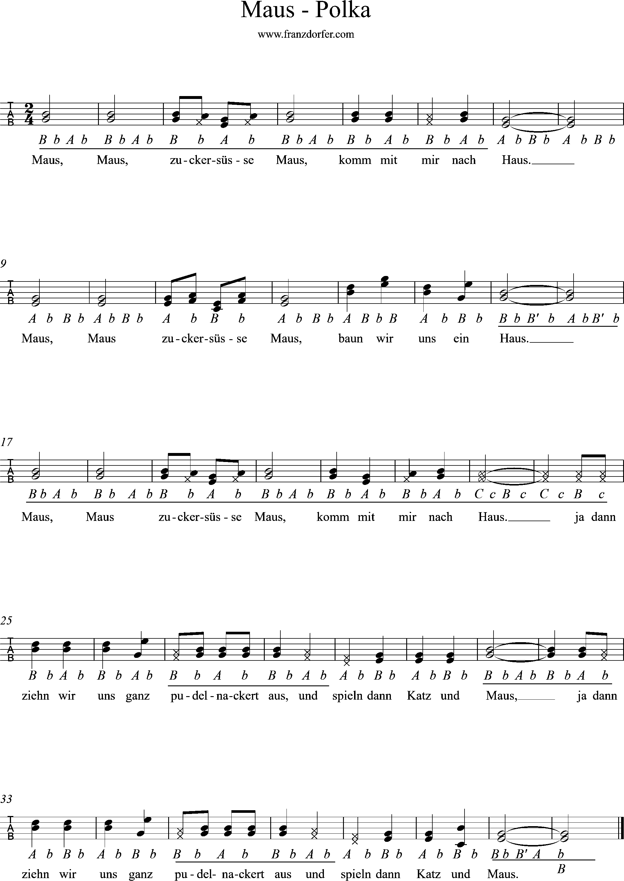 Ziachnote, Quetschn, Mauspolka steirische griffschridt, Maus-Polka